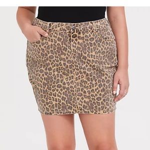 Leopard Denim Skirt